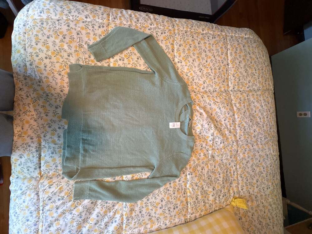 LOFT Women's Sage Green Knit Long Sleeve Crew Neck Pullover Sweater